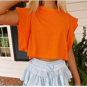 Triple threads orange crop top. Size s